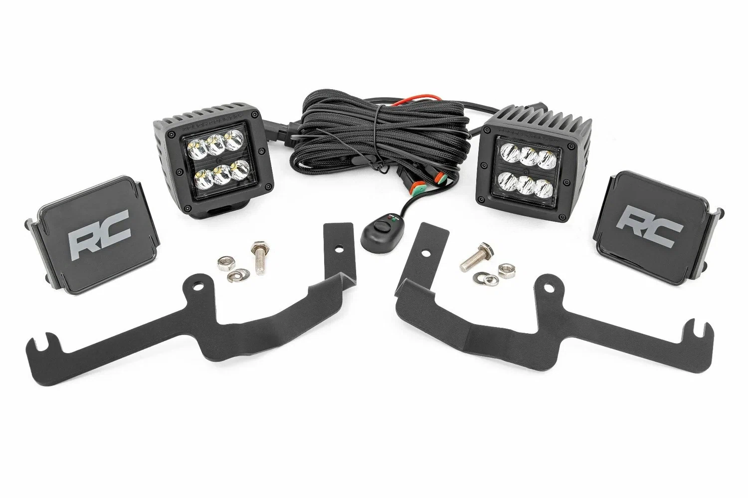 Fits Chevy Silverado 1500(19-24) LED Light Ditch Mount 2_ Black Pair Spot 70841